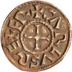 Karel de Kale, denarius, Melle, z.j. ca 840 - 877