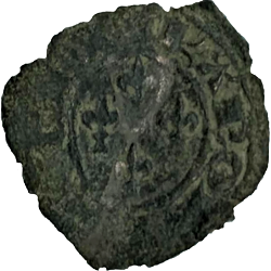 Carlo I d'Angiò, Denaro con quattro gigli, Brindisi, z.j. ca 1266-1278